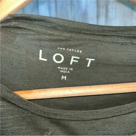 Loft Olive Green Appliqué Peplum Blouse - Picture 5 of 5